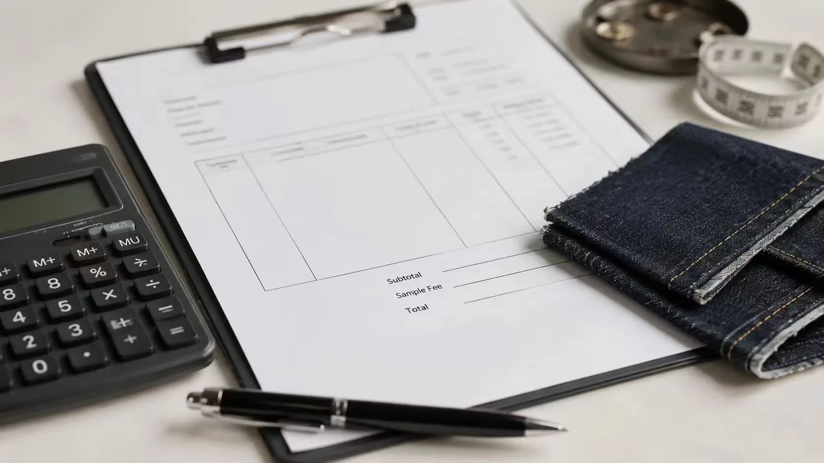 Sample fee quotation sheet for custom denim development